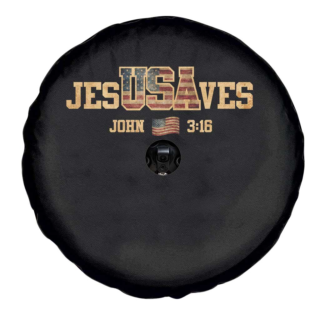 Funny Jesus Saves USA John 3 16 Spare Tire Cover Christian 4th Of July Bible Verse TS11 Print Your Wear