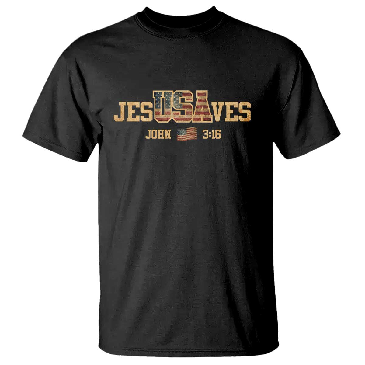 Funny Jesus Saves USA John 3 16 T Shirt Christian 4th Of July Bible Verse TS11 Black Print Your Wear