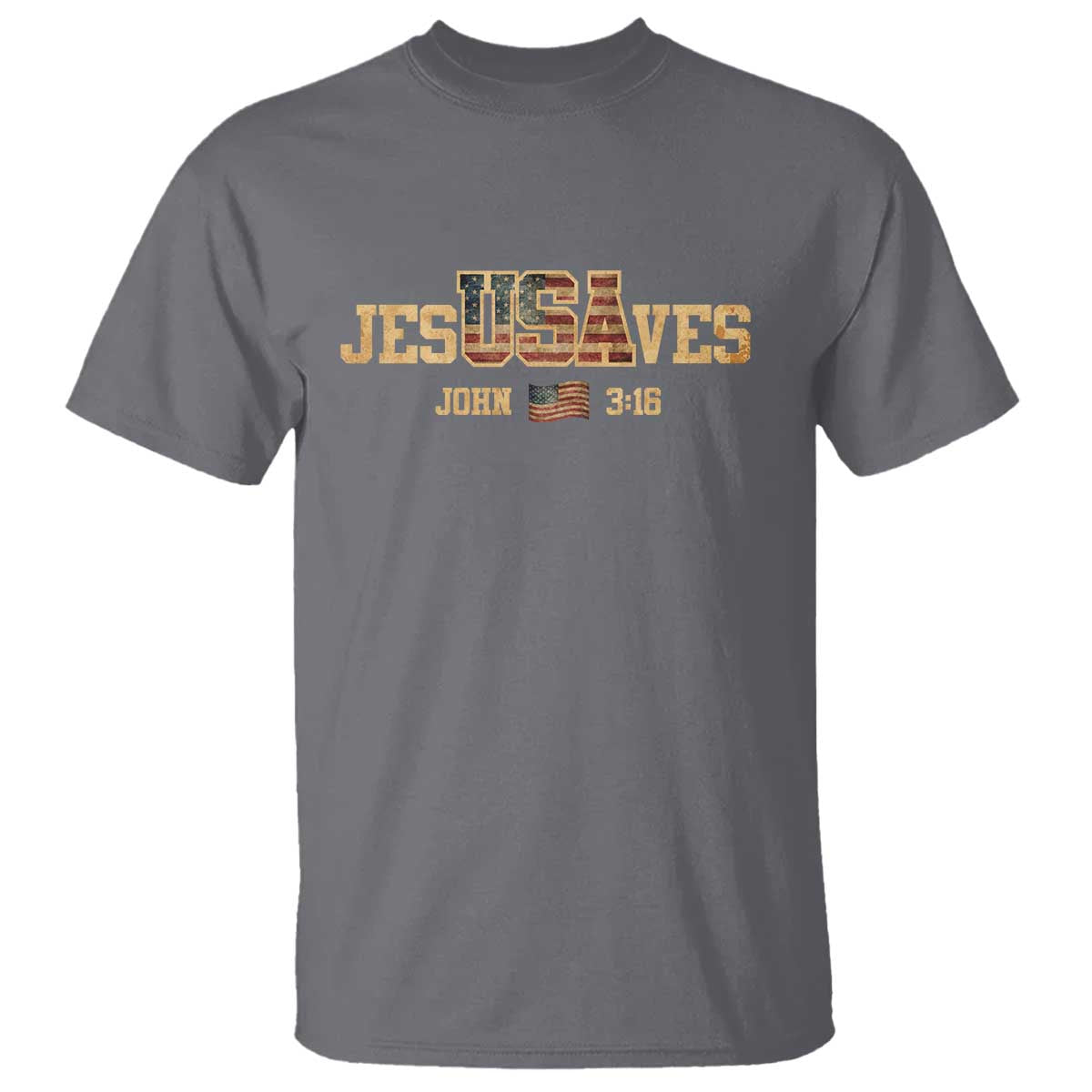 Funny Jesus Saves USA John 3 16 T Shirt Christian 4th Of July Bible Verse TS11 Charcoal Print Your Wear