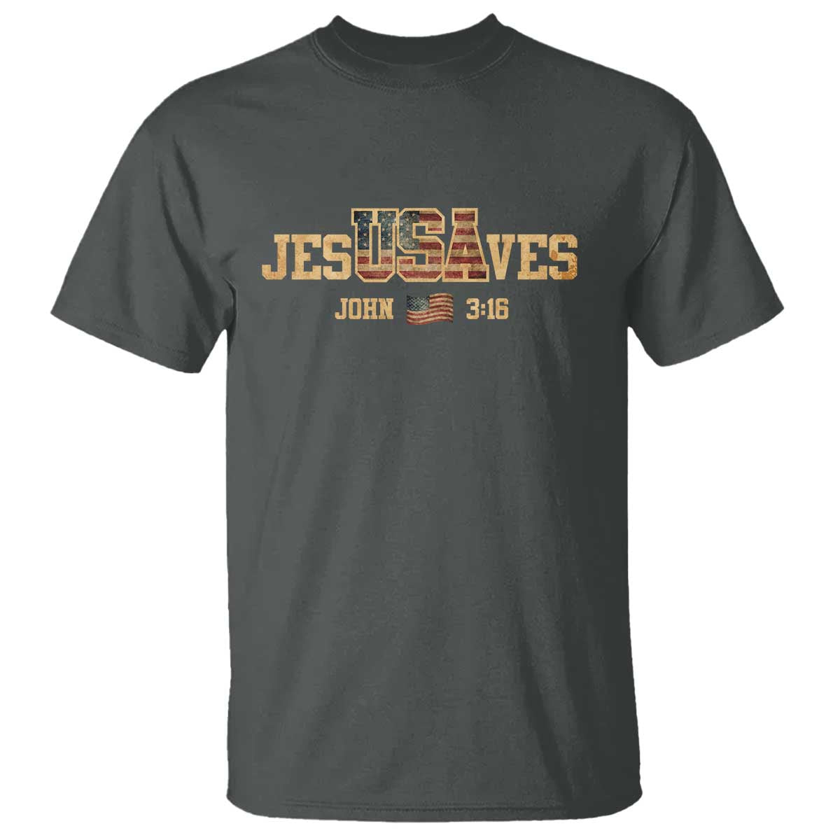 Funny Jesus Saves USA John 3 16 T Shirt Christian 4th Of July Bible Verse TS11 Dark Heather Print Your Wear