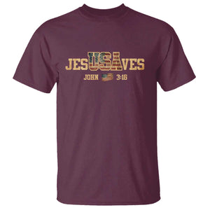 Funny Jesus Saves USA John 3 16 T Shirt Christian 4th Of July Bible Verse TS11 Maroon Print Your Wear