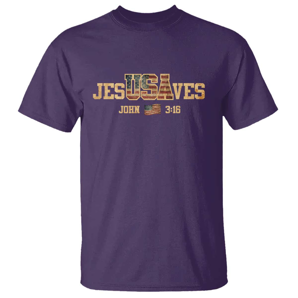 Funny Jesus Saves USA John 3 16 T Shirt Christian 4th Of July Bible Verse TS11 Purple Print Your Wear