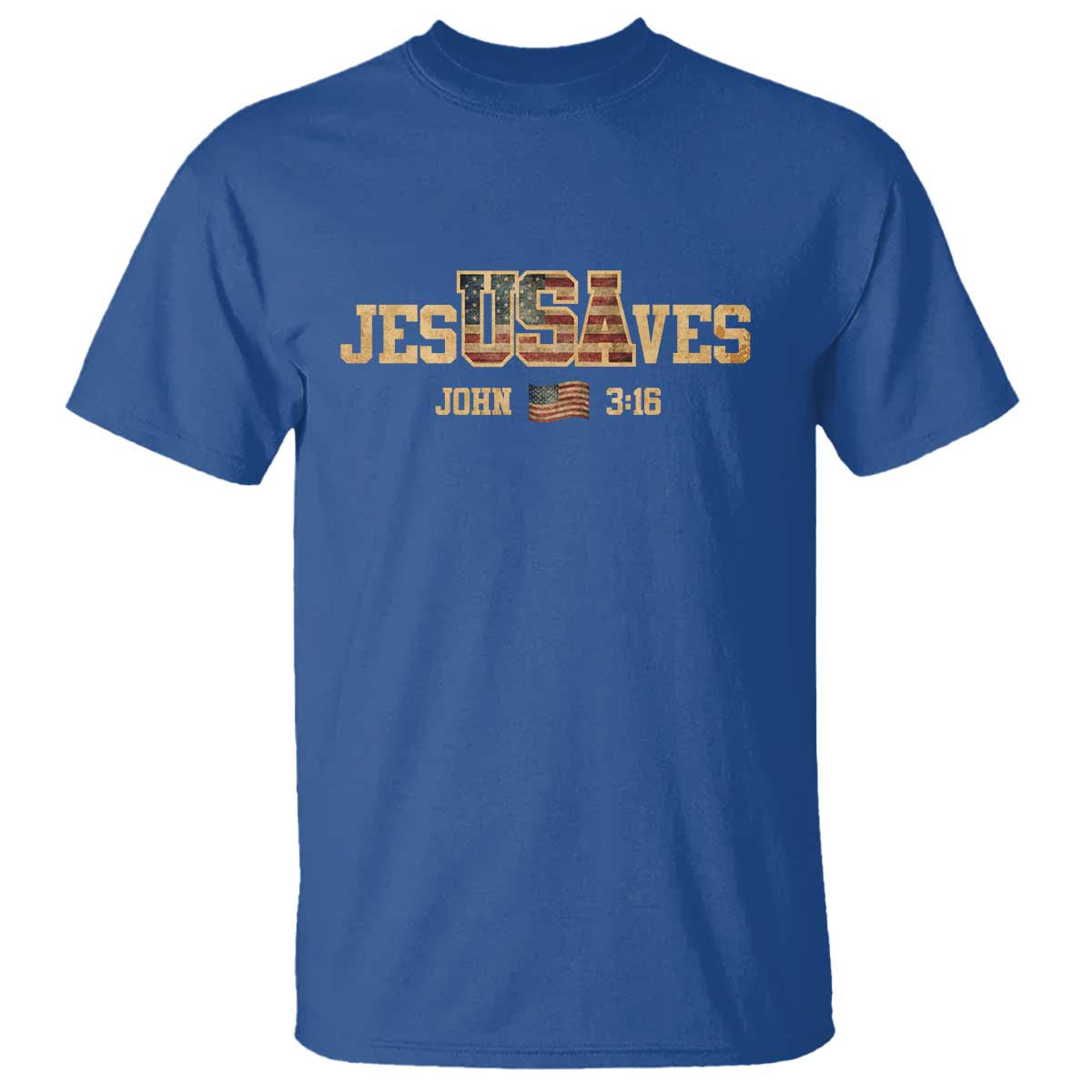 Funny Jesus Saves USA John 3 16 T Shirt Christian 4th Of July Bible Verse TS11 Royal Blue Print Your Wear