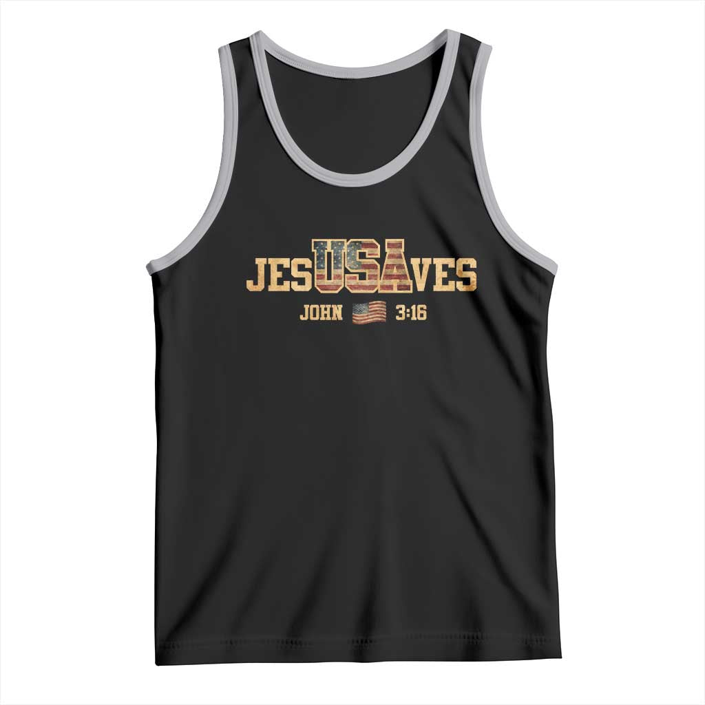Funny Jesus Saves USA John 3 16 Tank Top Christian 4th Of July Bible Verse TS11 Black Athletic Heather Print Your Wear