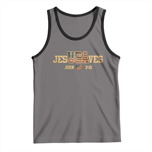 Funny Jesus Saves USA John 3 16 Tank Top Christian 4th Of July Bible Verse TS11 Deep Heather Black Print Your Wear