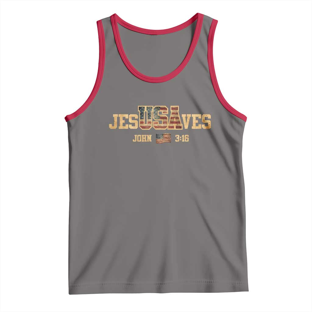 Funny Jesus Saves USA John 3 16 Tank Top Christian 4th Of July Bible Verse TS11 Deep Heather Red Print Your Wear