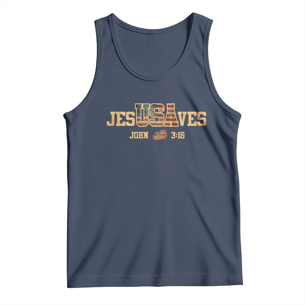 Funny Jesus Saves USA John 3 16 Tank Top Christian 4th Of July Bible Verse TS11 Navy Print Your Wear