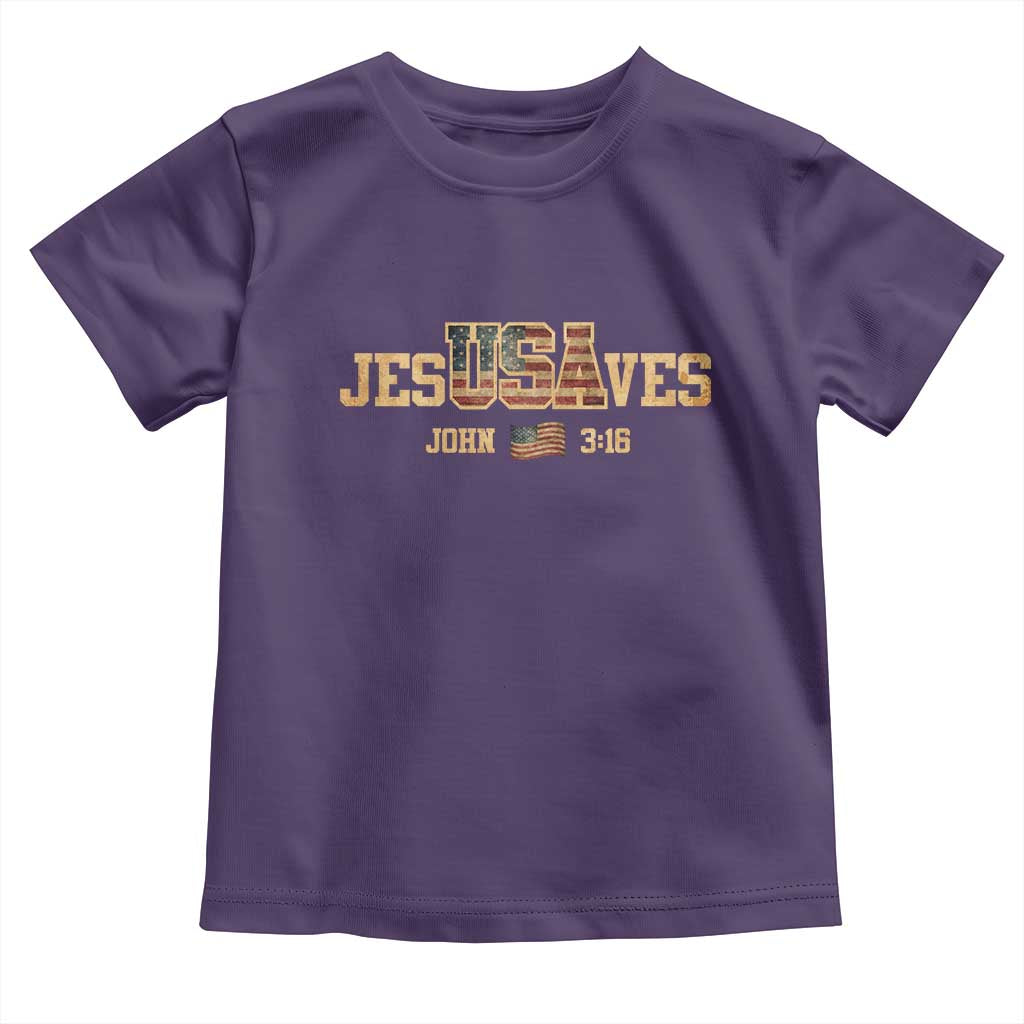 Funny Jesus Saves USA John 3 16 Toddler T Shirt Christian 4th Of July Bible Verse TS11 Purple Print Your Wear