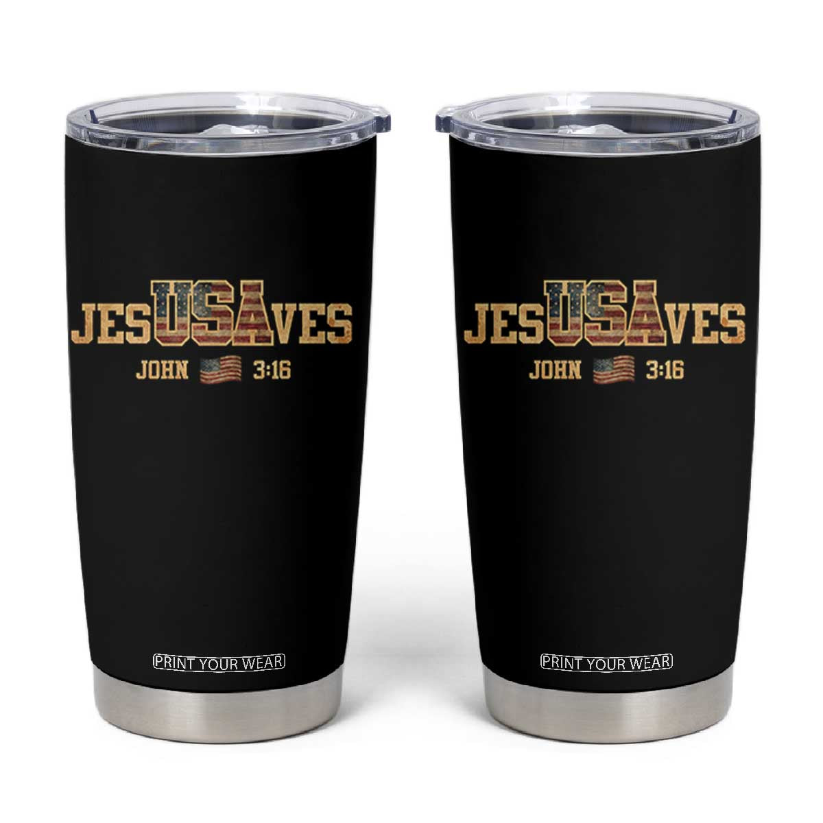 Funny Jesus Saves USA John 3 16 Tumbler Cup Christian 4th Of July Bible Verse TS11 Black Print Your Wear