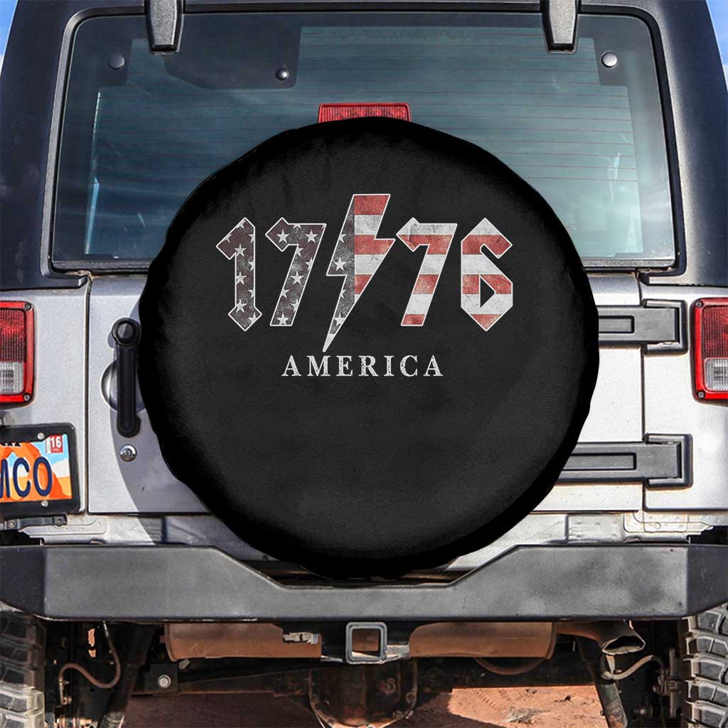 Patriotic 4th Of July 1776 America Classic Rock Spare Tire Cover Vintage American Flag TS11 No hole Black Print Your Wear