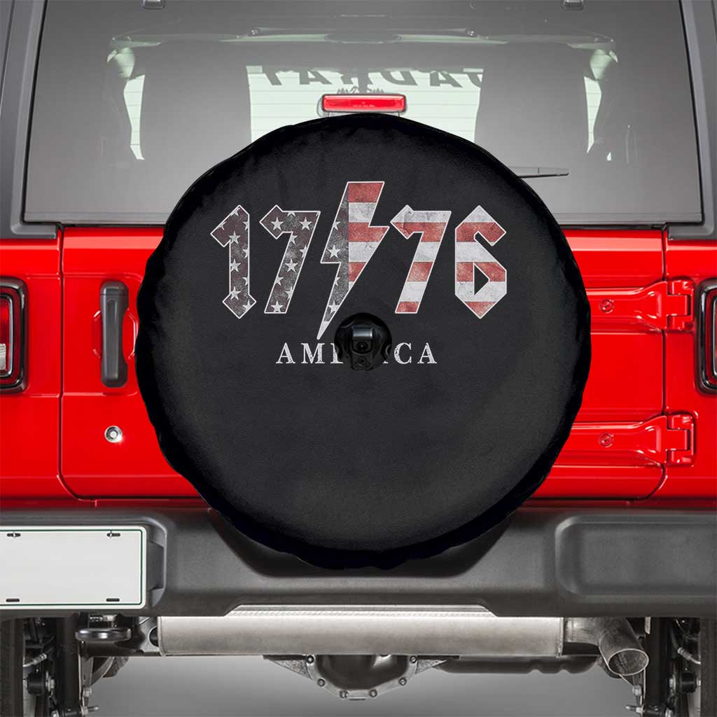 Patriotic 4th Of July 1776 America Classic Rock Spare Tire Cover Vintage American Flag TS11 Black Print Your Wear