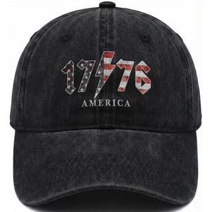 Patriotic 4th Of July 1776 America Classic Rock Washed Cotton Baseball Cap Vintage American Flag TS11 Washed Cap Universal Fit Black Print Your Wear
