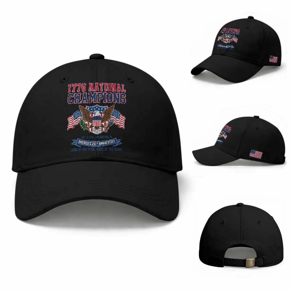 1776 National Champions 250th Anniversary USA Baseball Cap Land Of The Free Home Of The Brave