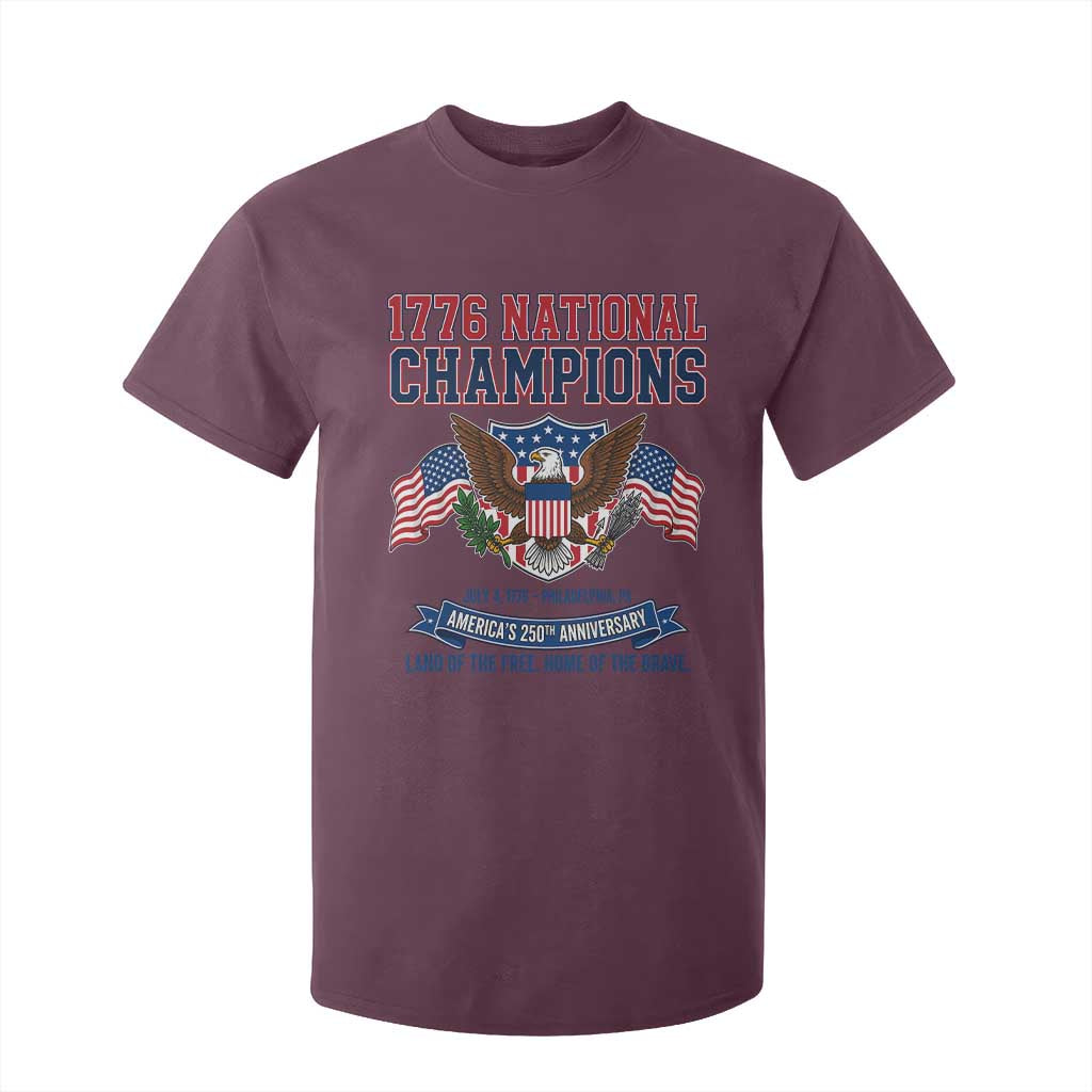 1776 National Champions 250th Anniversary USA T Shirt For Kid Land Of The Free Home Of The Brave