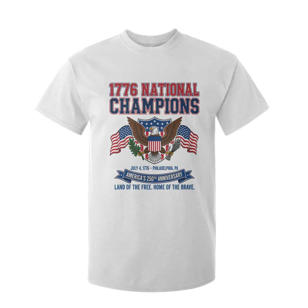 1776 National Champions 250th Anniversary USA T Shirt For Kid Land Of The Free Home Of The Brave