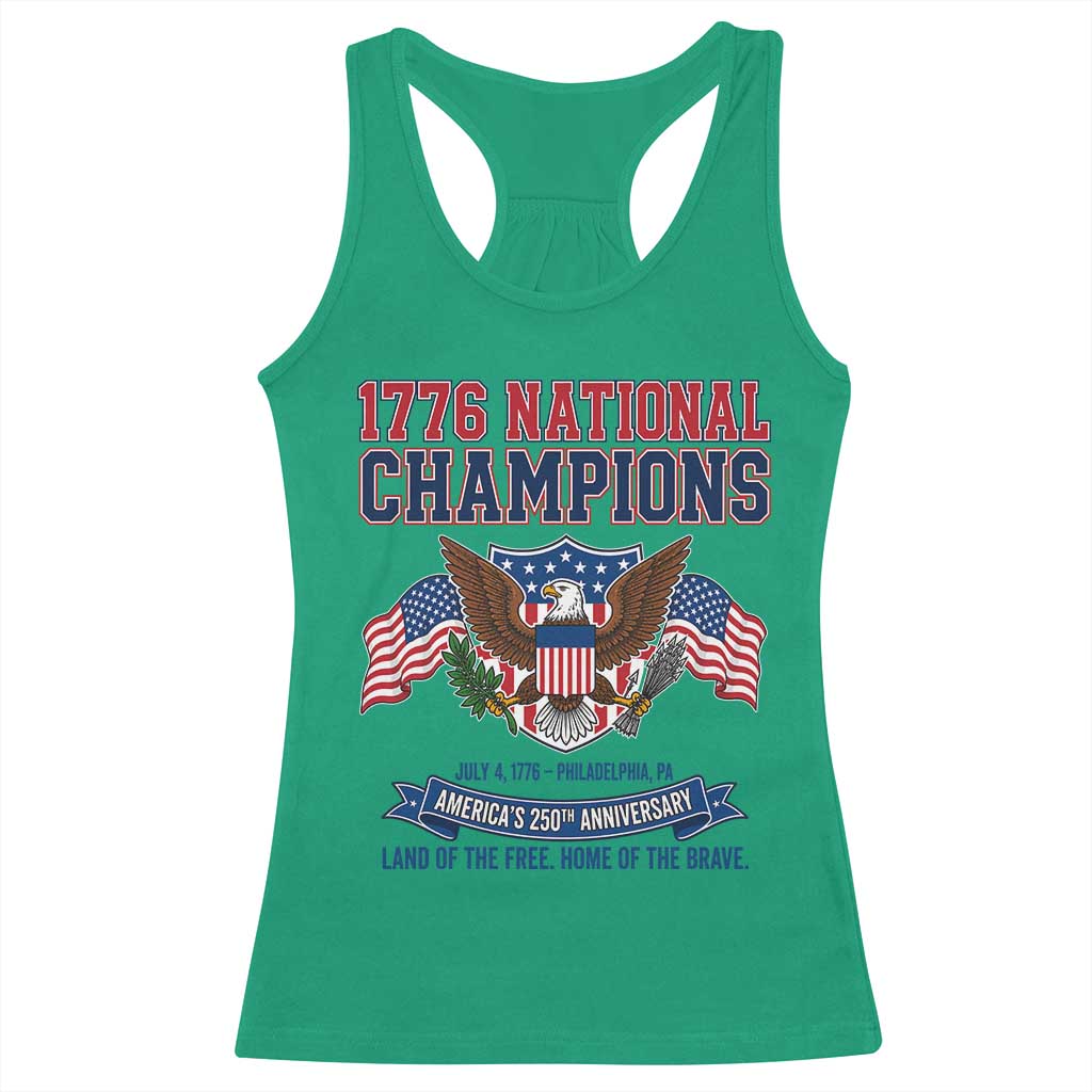 1776 National Champions 250th Anniversary USA Racerback Tank Top Land Of The Free Home Of The Brave