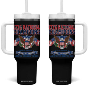 1776 National Champions 250th Anniversary USA Tumbler With Handle Land Of The Free Home Of The Brave TS11 One Size: 40 oz Black Print Your Wear