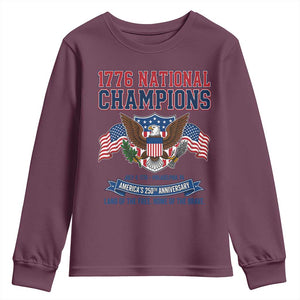 1776 National Champions 250th Anniversary USA Youth Sweatshirt Land Of The Free Home Of The Brave