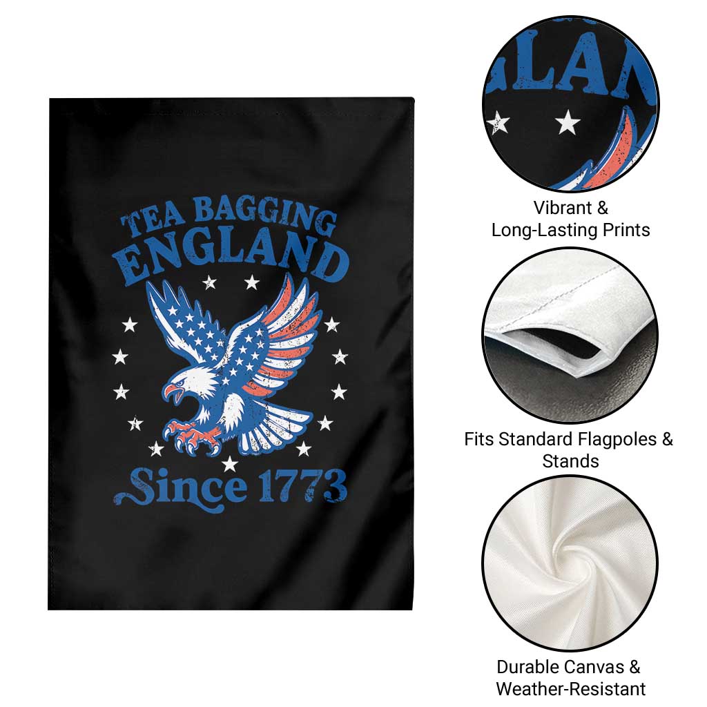 Tea Bagging England Since 1773 Garden Flag Patriotic Eagle 4th of July