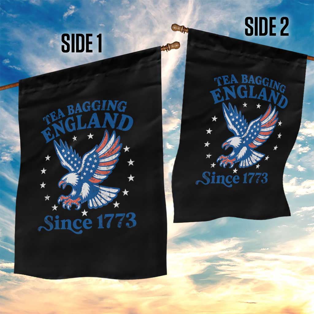 Tea Bagging England Since 1773 Garden Flag Patriotic Eagle 4th of July