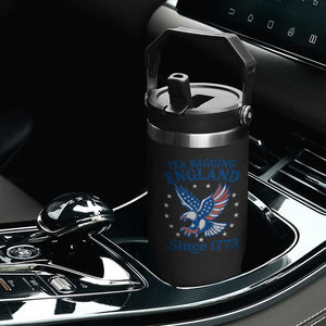 Tea Bagging England Since 1773 Flip Straw Tumbler Patriotic Eagle 4th of July