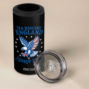 Tea Bagging England Since 1773 4 in 1 Can Cooler Tumbler Patriotic Eagle 4th of July