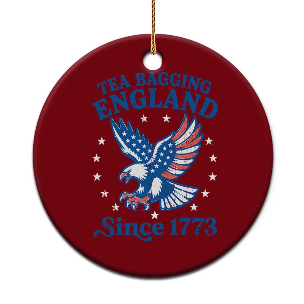 Tea Bagging England Since 1773 Ceramic Ornament Patriotic Eagle 4th of July TS11 1pc Red Print Your Wear