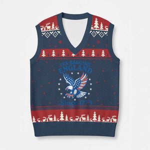 Tea Bagging England Since 1773 V-Neck Knit Sweater Vest Patriotic Eagle 4th of July