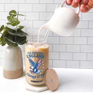 Tea Bagging England Since 1773 Glass Can Patriotic Eagle 4th of July