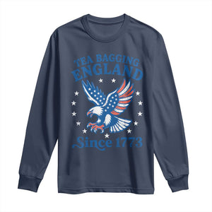 Tea Bagging England Since 1773 Long Sleeve Shirt Patriotic Eagle 4th of July