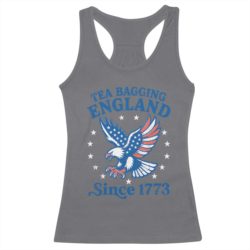 Tea Bagging England Since 1773 Racerback Tank Top Patriotic Eagle 4th of July