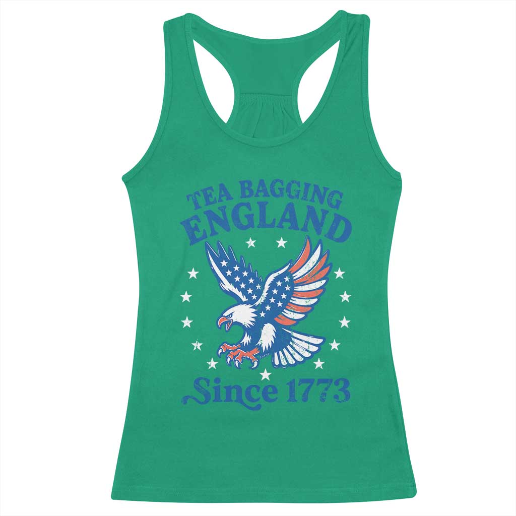 Tea Bagging England Since 1773 Racerback Tank Top Patriotic Eagle 4th of July
