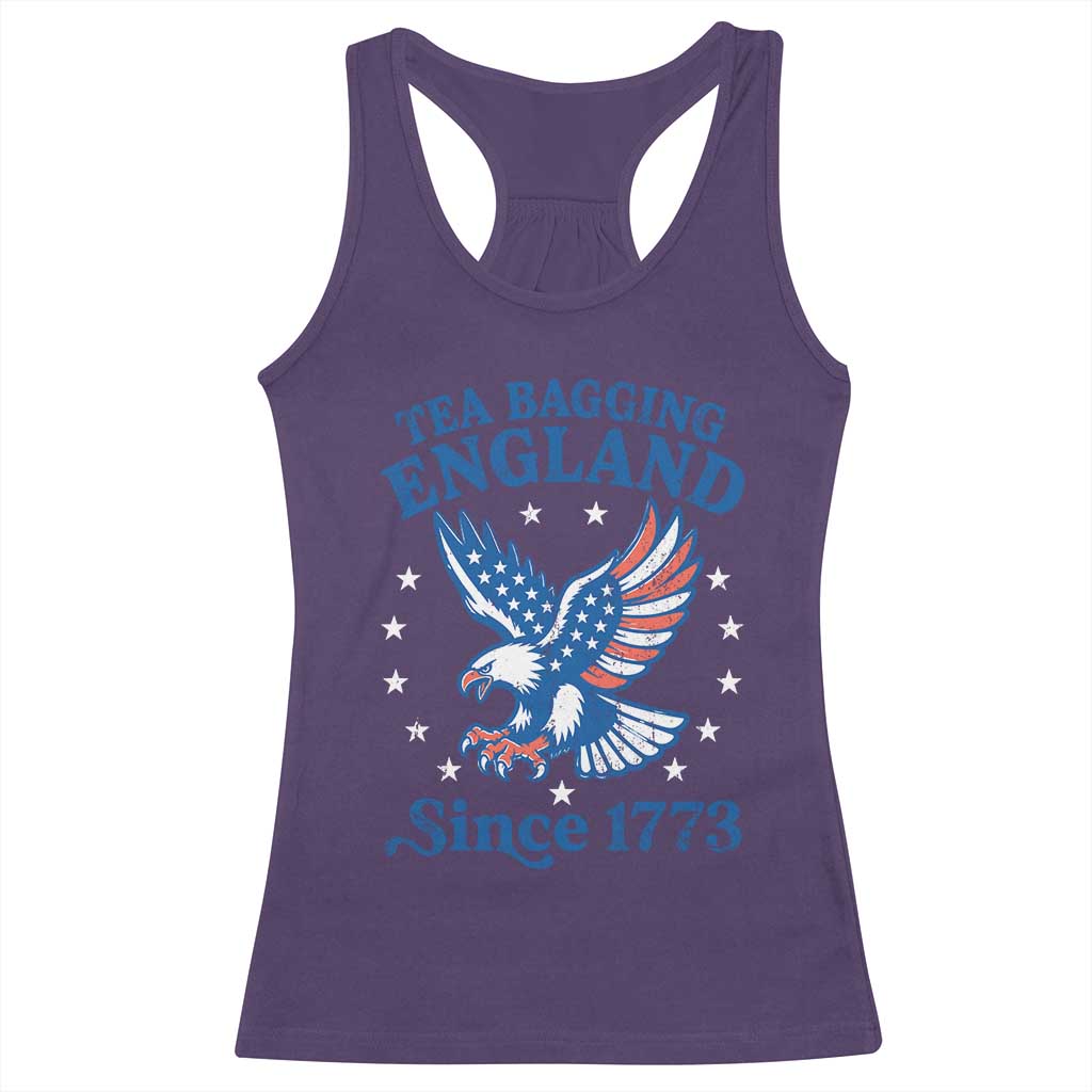 Tea Bagging England Since 1773 Racerback Tank Top Patriotic Eagle 4th of July