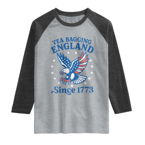 Tea Bagging England Since 1773 Raglan Shirt Patriotic Eagle 4th of July