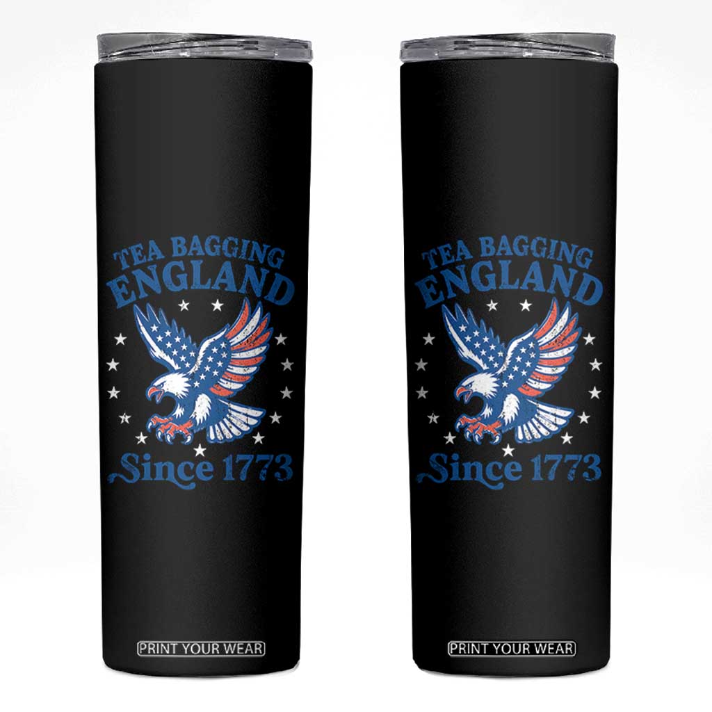 Tea Bagging England Since 1773 Skinny Tumbler Patriotic Eagle 4th of July