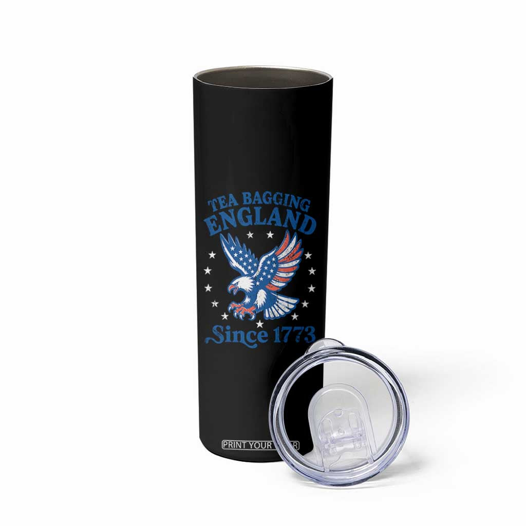Tea Bagging England Since 1773 Skinny Tumbler Patriotic Eagle 4th of July