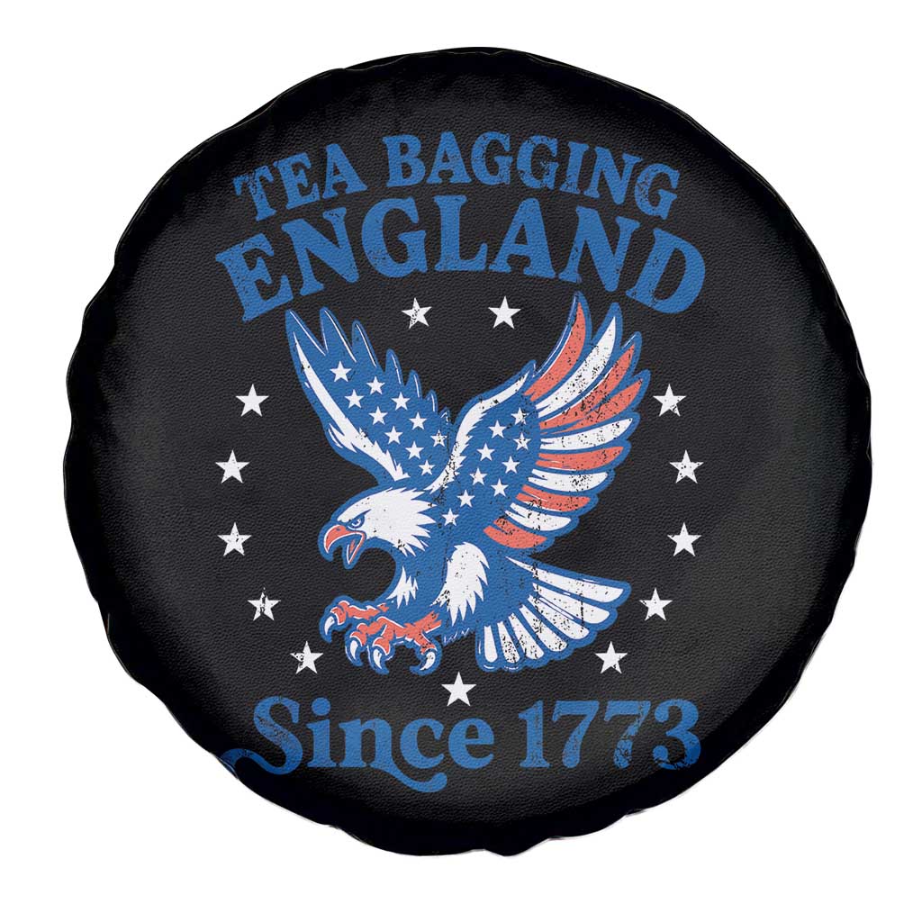Tea Bagging England Since 1773 Spare Tire Cover Patriotic Eagle 4th of July