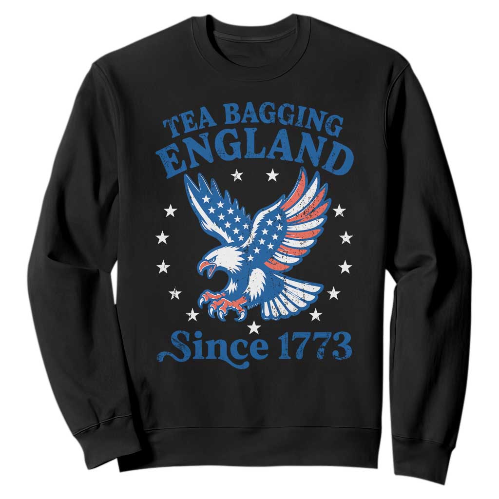 Tea Bagging England Since 1773 Sweatshirt Patriotic Eagle 4th of July