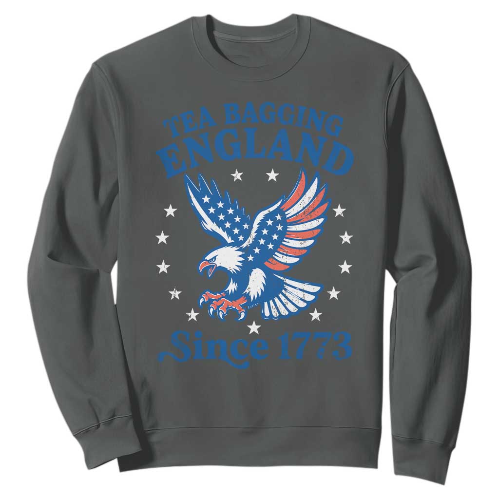 Tea Bagging England Since 1773 Sweatshirt Patriotic Eagle 4th of July