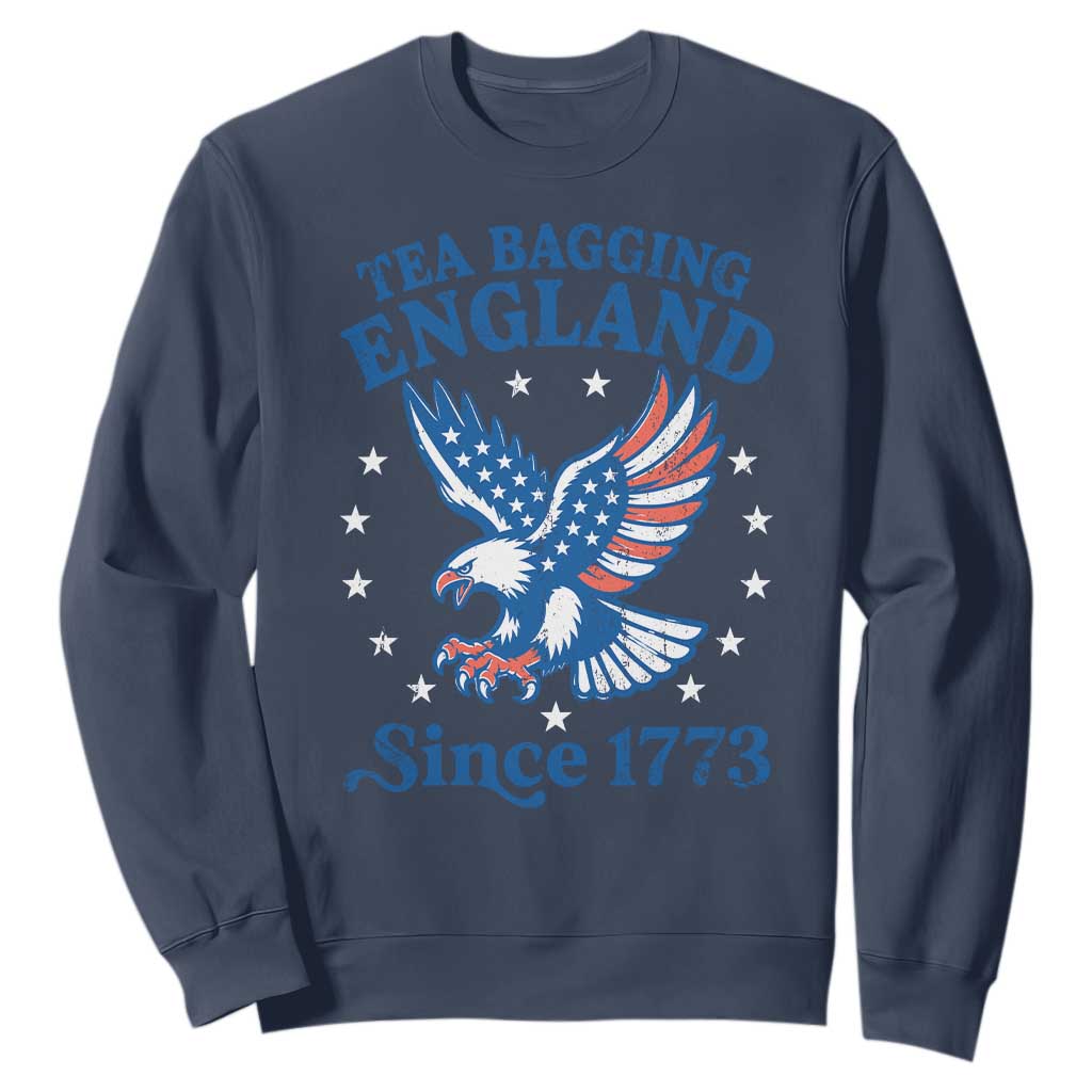 Tea Bagging England Since 1773 Sweatshirt Patriotic Eagle 4th of July