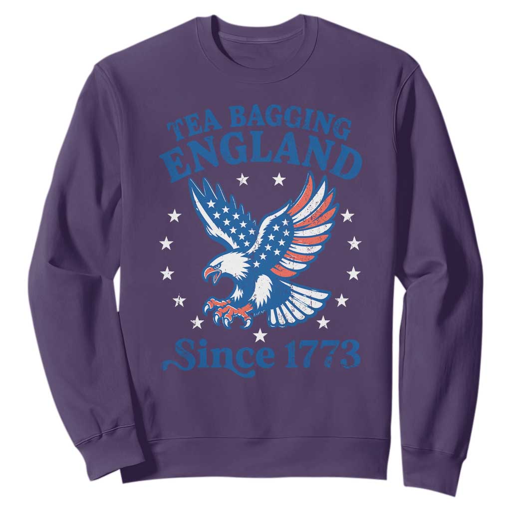 Tea Bagging England Since 1773 Sweatshirt Patriotic Eagle 4th of July