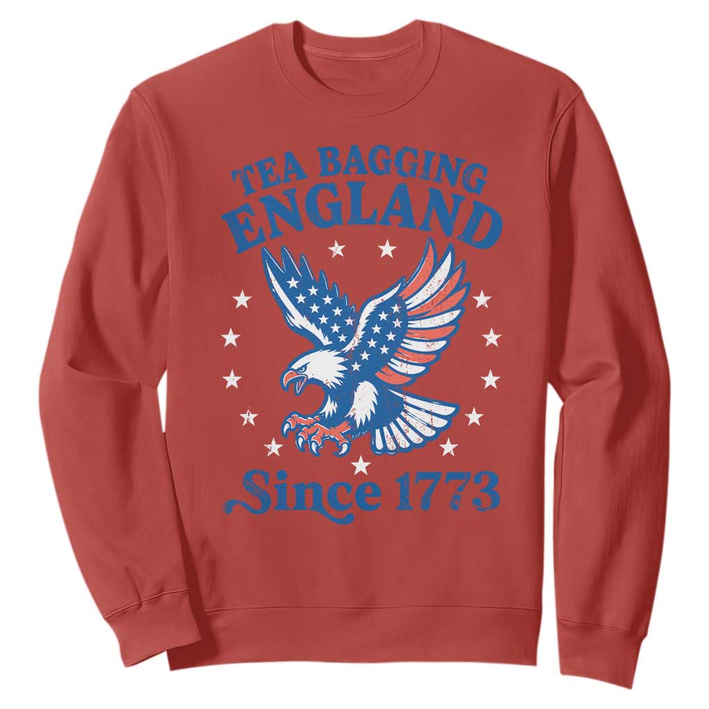 Tea Bagging England Since 1773 Sweatshirt Patriotic Eagle 4th of July