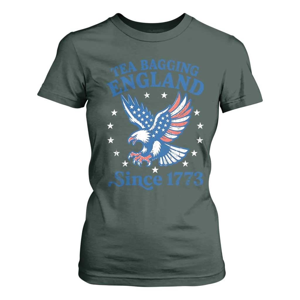 Tea Bagging England Since 1773 T Shirt For Women Patriotic Eagle 4th of July