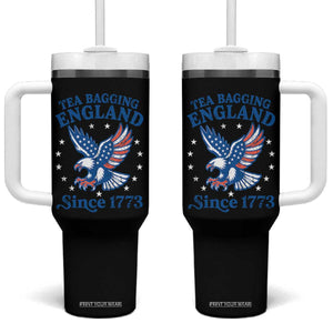 Tea Bagging England Since 1773 Tumbler With Handle Patriotic Eagle 4th of July