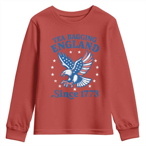 Tea Bagging England Since 1773 Youth Sweatshirt Patriotic Eagle 4th of July