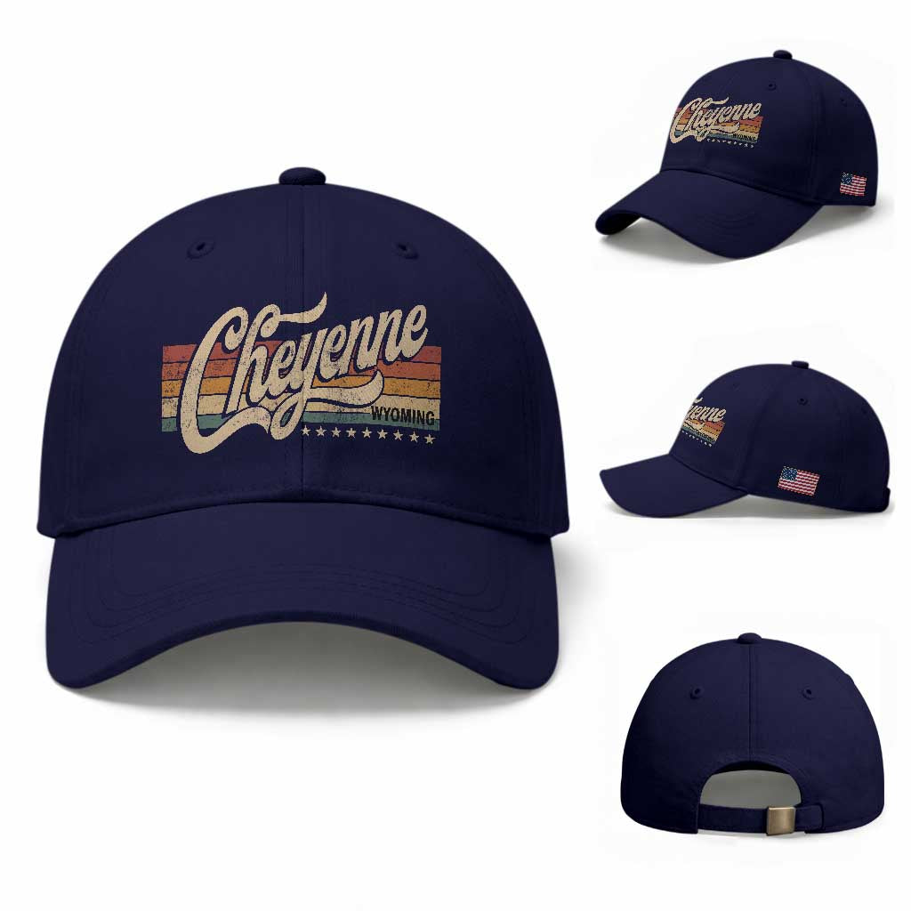 Cheyenne Wyoming Pride Retro Vintage WY State Baseball Cap