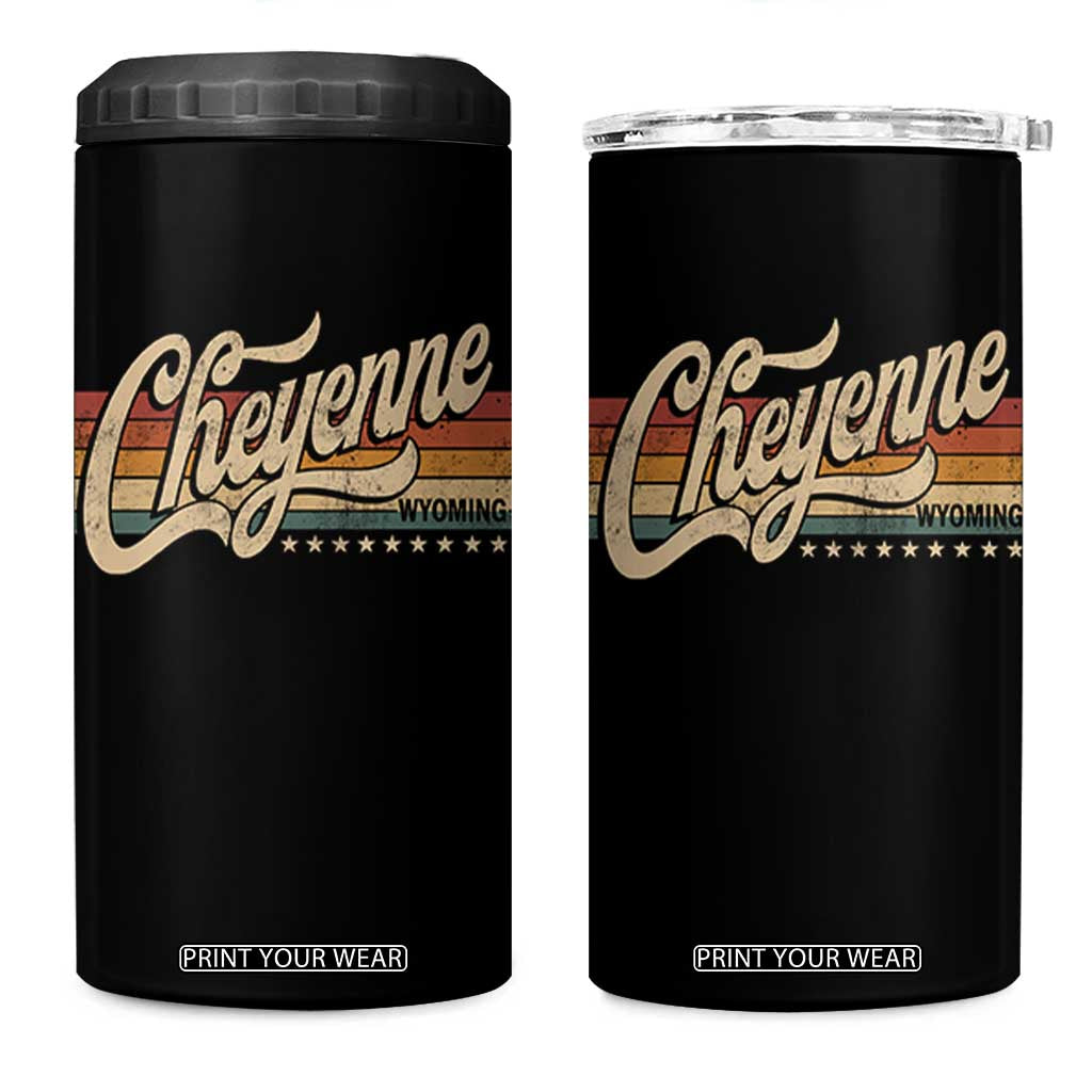 Cheyenne Wyoming Pride Retro Vintage WY State 4 in 1 Can Cooler Tumbler
