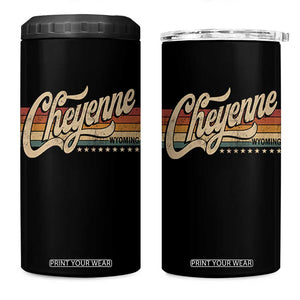 Cheyenne Wyoming Pride Retro Vintage WY State 4 in 1 Can Cooler Tumbler