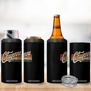 Cheyenne Wyoming Pride Retro Vintage WY State 4 in 1 Can Cooler Tumbler