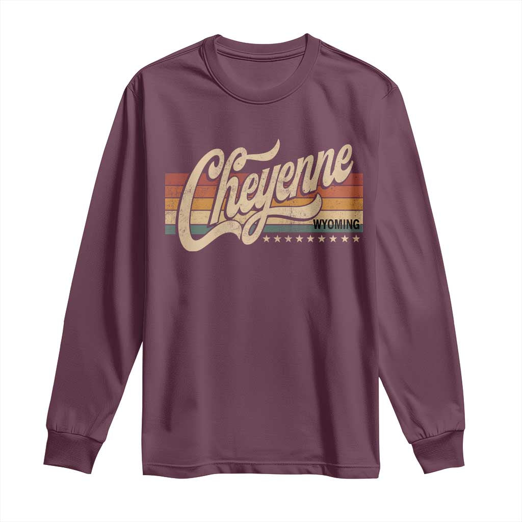 Cheyenne Wyoming Pride Retro Vintage WY State Long Sleeve Shirt